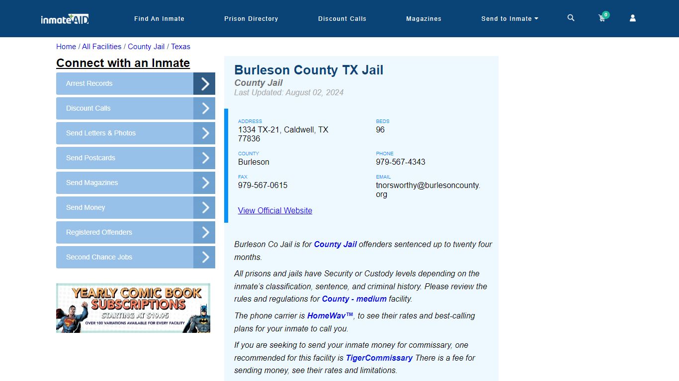 Burleson County TX Jail - Inmate Locator