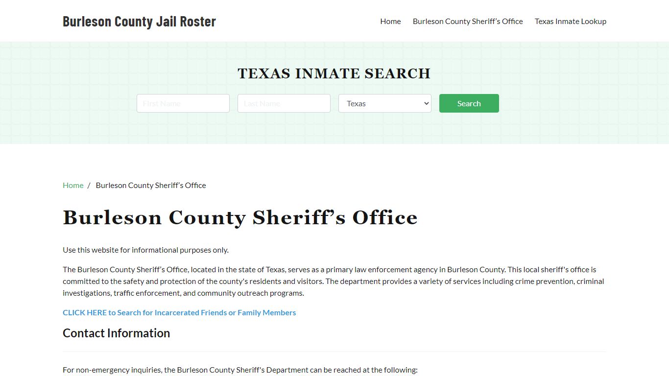 Burleson County Sheriff Office, TX, Arrest Warrants Search